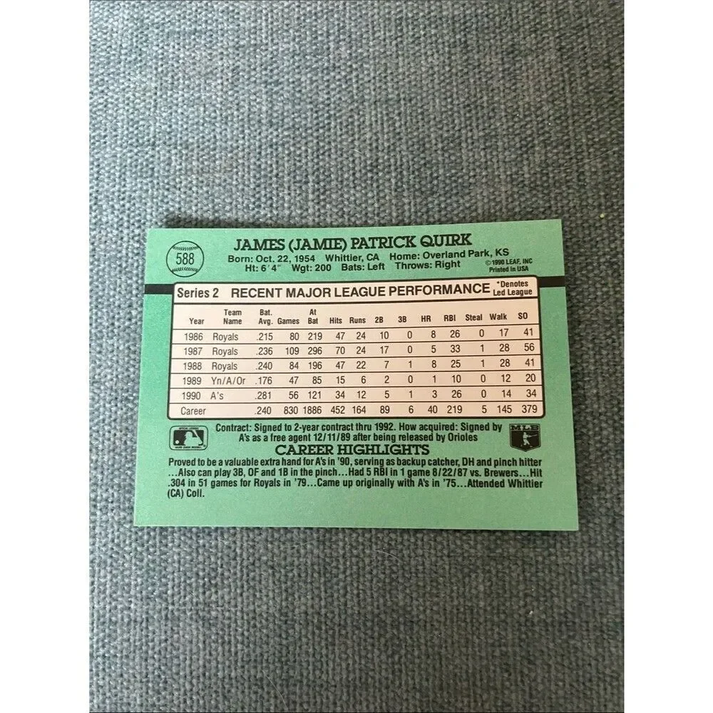 1991 Donruss Oakland A's Baseball Card Trading Card